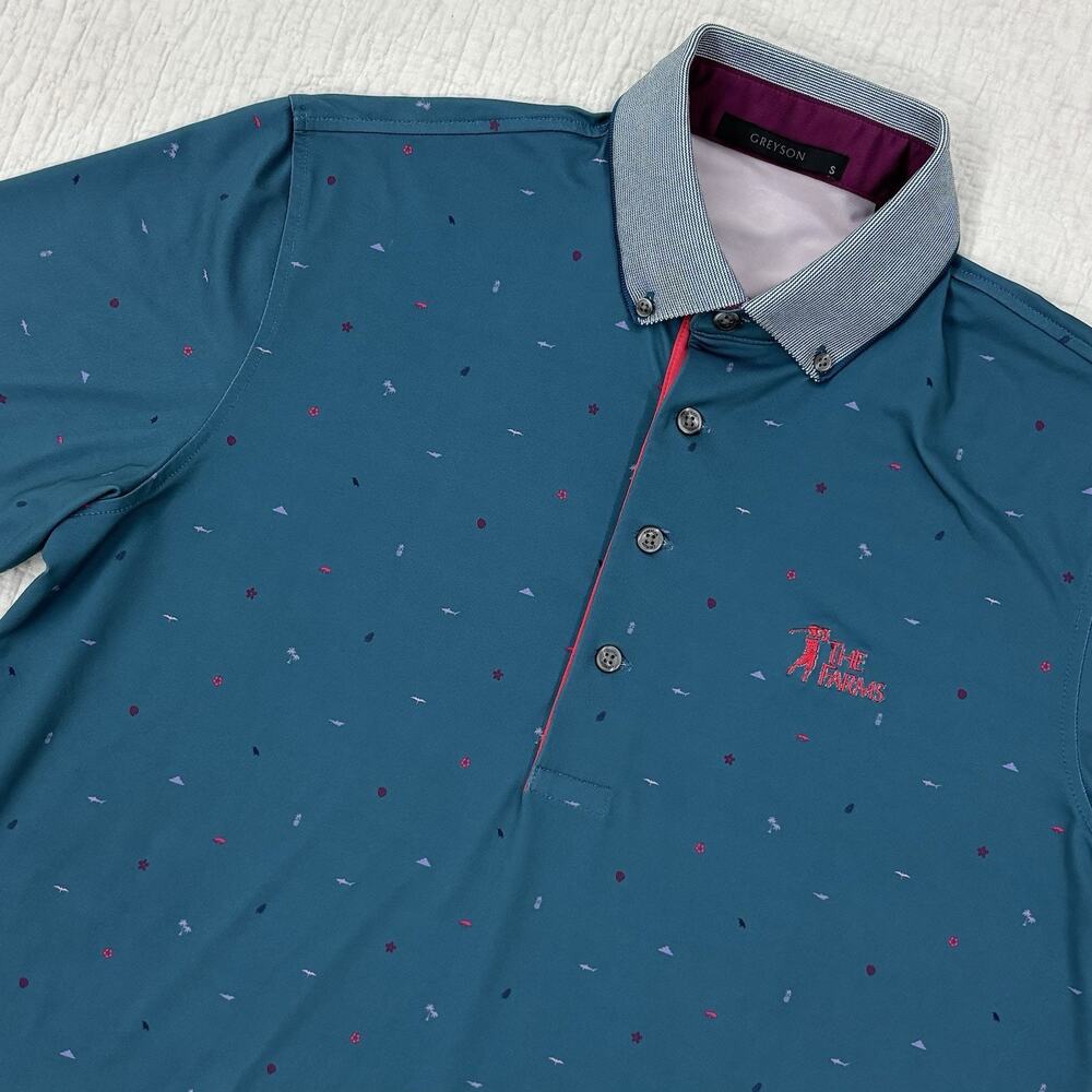 Greyson Golf Performance Polo Shirt Mens Size The Farms Teal Tropic